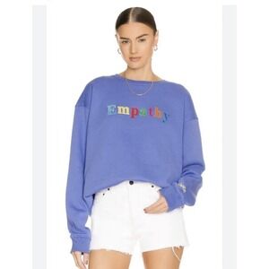 The Mayfair Group Empathy Always Pullover Crewneck Sweatshirt S/M Blue Rainbow